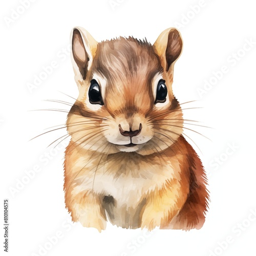 Chipmunk. Forest animal clipart. Watercolor illustration. Generative AI. Detailed illustration. © Studicon