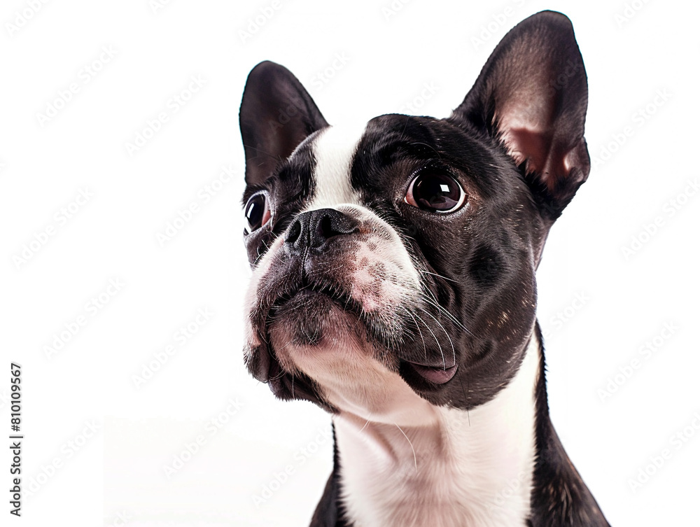 Cute Boston Terrier photo isolate on white background Cute Boston Terrier photo isolate on white background