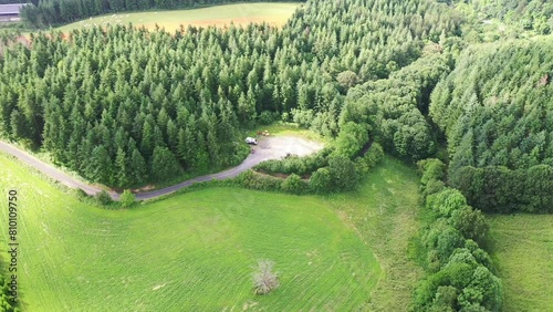 Aerial video of a natural area in the French forest photo