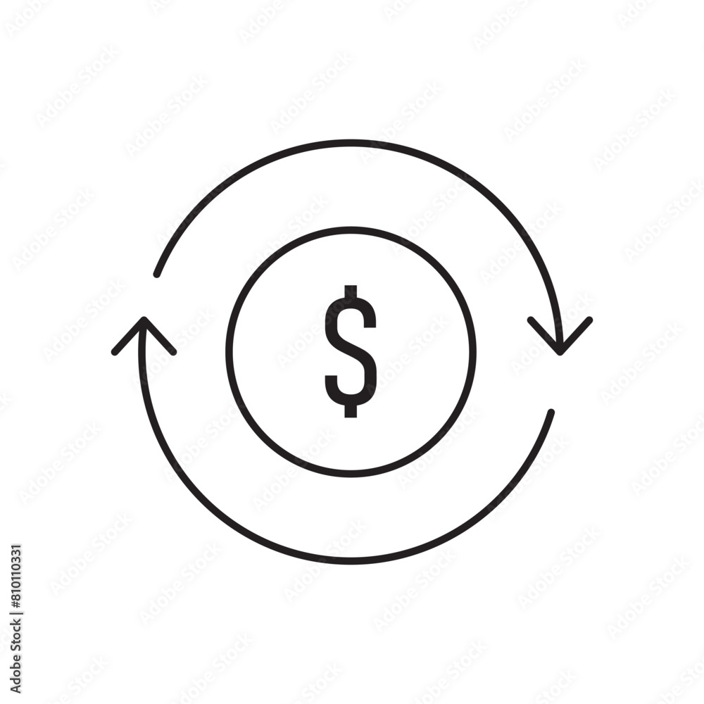 Dollar transfer arrows icon design, isolated on white background, vector illustration Dollar transfer arrows icon design, isolated on white background, vector illustration