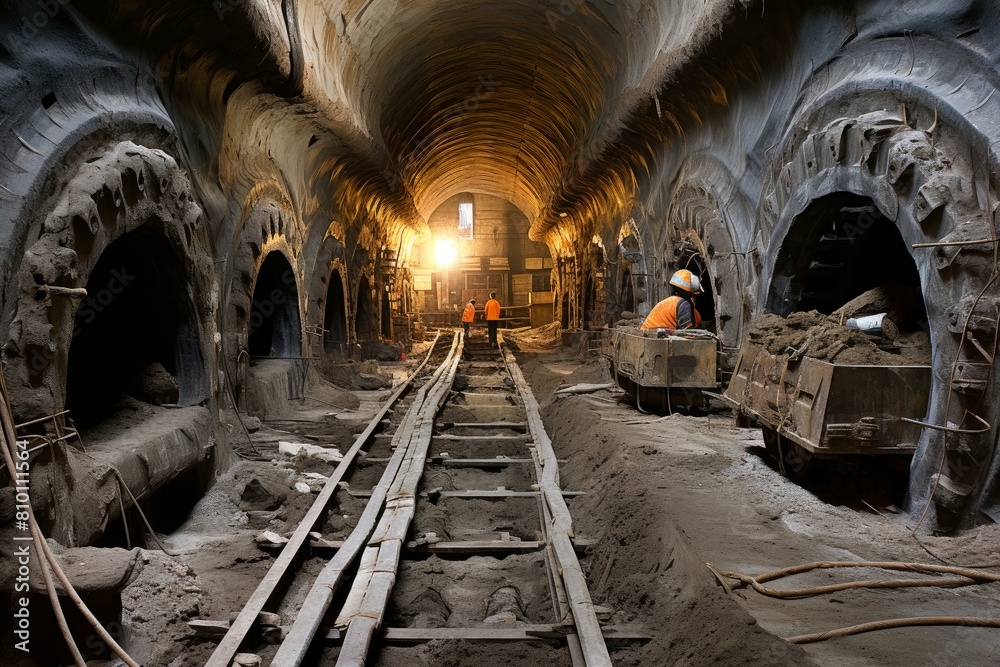 Tunnel under construction view. Urban civil. Generate Ai Tunnel under construction view. Urban civil. Generate Ai
