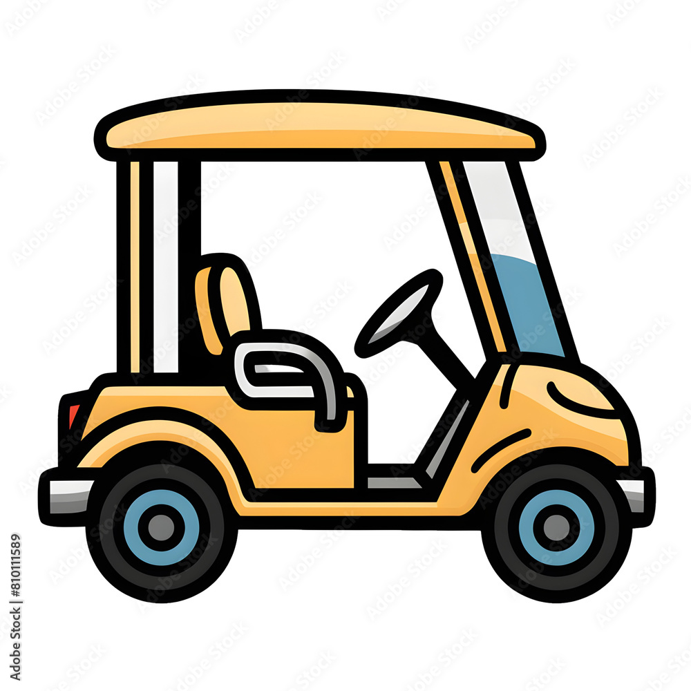 Stylish Golf Cart with Protective Roof Isolated on Transparent Background