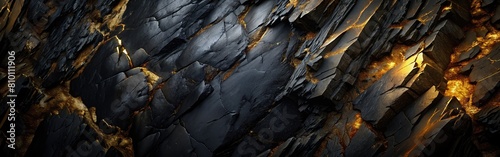 The texture of a black stone with gold flecks photo