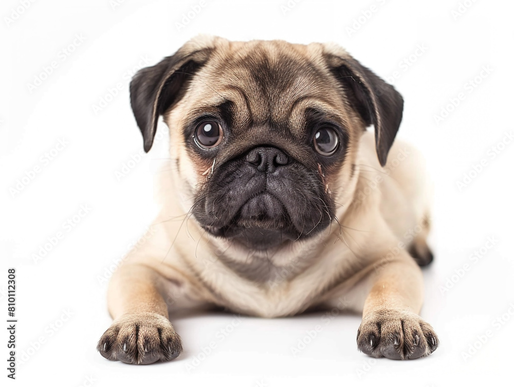 Cute  Pug  photo isolate on white background