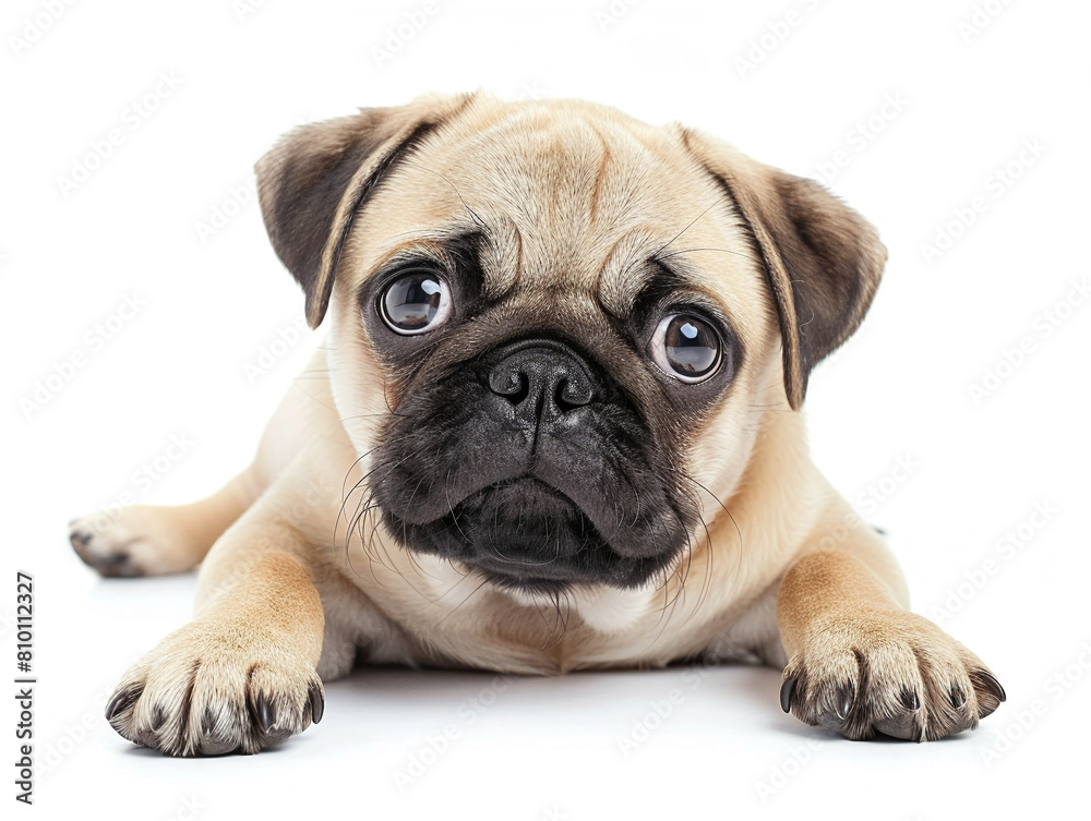Cute  Pug  photo isolate on white background