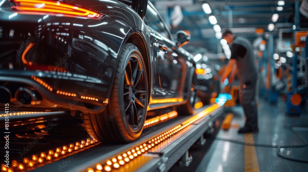 Automotive engineer inspecting car assembly line and control car assembly standards in automobile production and assembly plants Automotive engineer inspecting car assembly line and control car assembly standards in automobile production and assembly plants