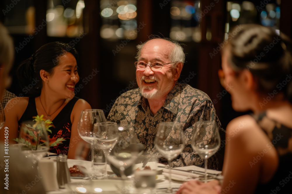 Retiring Doctor Sharing Memories and Wisdom at Farewell Dinner with Colleagues Retiring Doctor Sharing Memories and Wisdom at Farewell Dinner with Colleagues