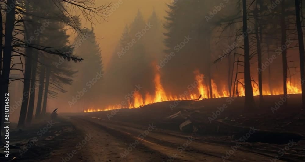Fire in the jungle forest fire woods burning in fire and smoke wildfire Generative AI Fire in the jungle forest fire woods burning in fire and smoke wildfire Generative AI