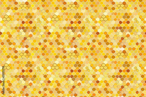 Seamless honeycomb pattern in warm shades of yellow and orange.
