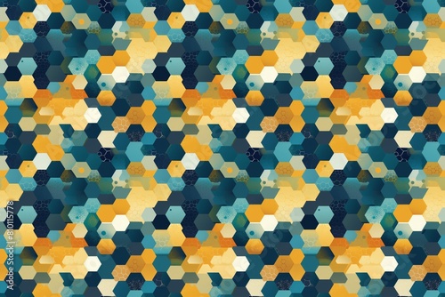 Abstract geometric pattern with overlapping multicolored hexagons