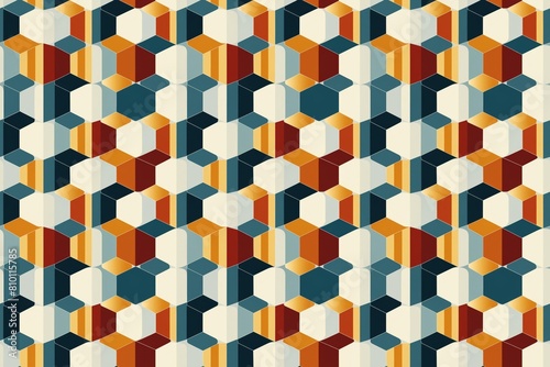 Abstract geometric pattern with a repeating 3D cube design in autumn colors