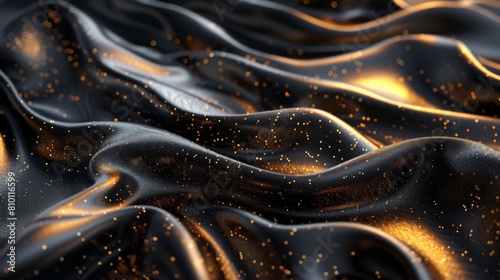 Golden Sparks on Dark Satin Waves in Abstract Art