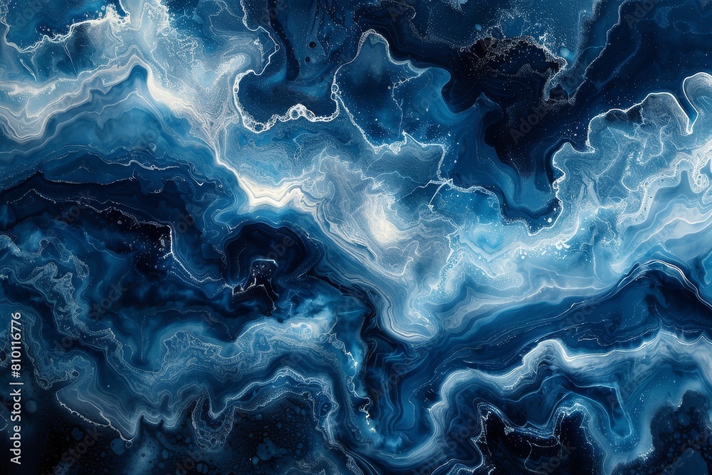 Fototapeta premium A visually appealing texture of blue swirled agate patterns for decorative and design purposes