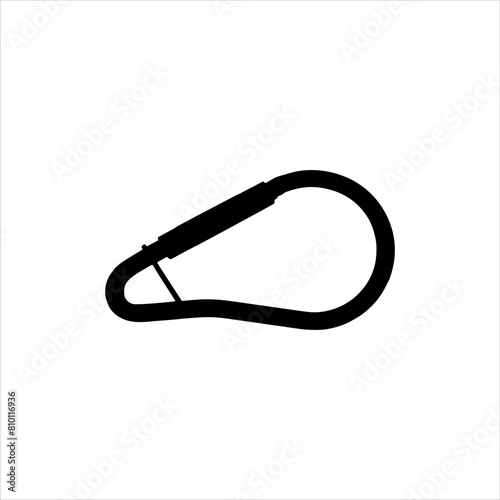 Carabiner silhouette isolated on white background. Carabiner icon vector illustration.