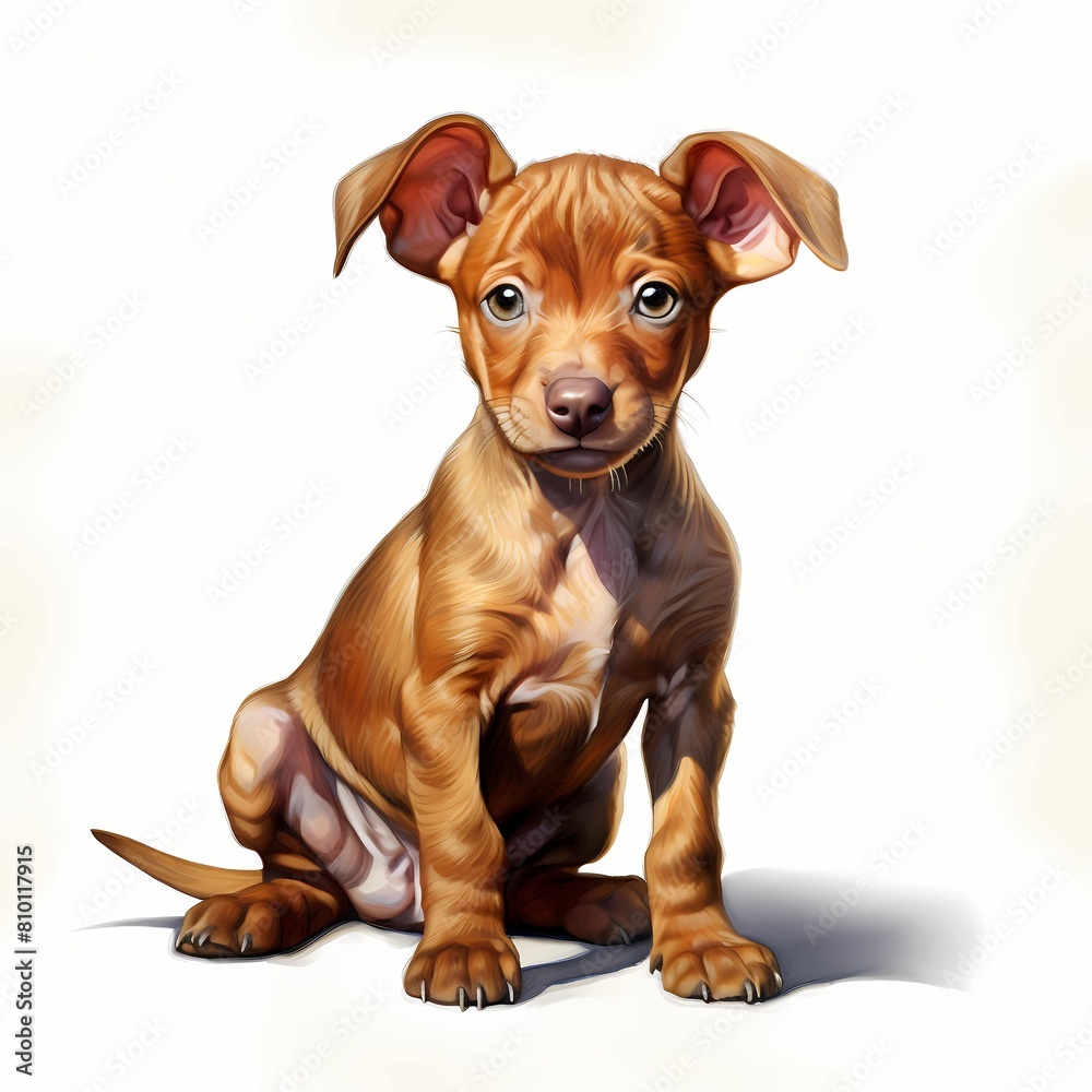 Cirneco dell'Etna. Puppy dog. Cirneco dell'Etna clipart. Watercolor illustration. Generative AI. Detailed illustration.
