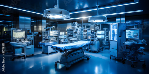 Landscape shot highlighting the advanced lighting systems in an operating theater photo