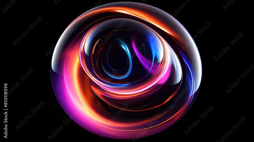 Vibrant Colorful Light Bulb Spiral Close-Up in Black Background Vibrant Colorful Light Bulb Spiral Close-Up in Black Background