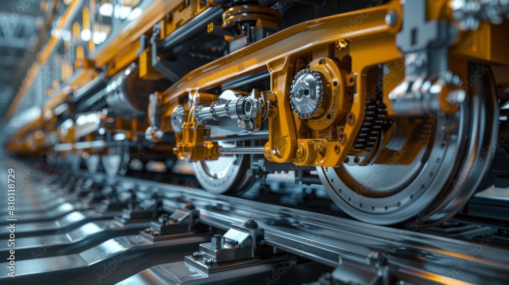 the braking system inspection on a high-speed train, showcasing intricate mechanical components and engineering expertise. the braking system inspection on a high-speed train, showcasing intricate mechanical components and engineering expertise.