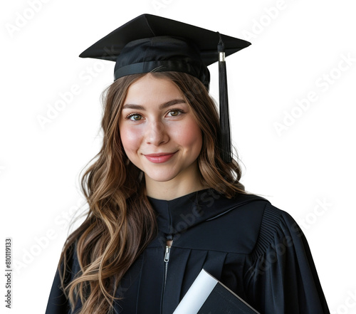 Graduating Woman in Cap and Gown