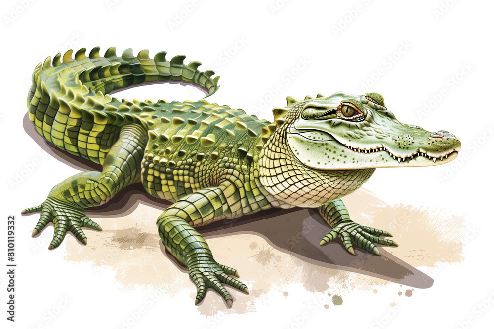 Naklejka premium Vibrant Vector Crocodile Illustration: Captivating Reptile in Nature