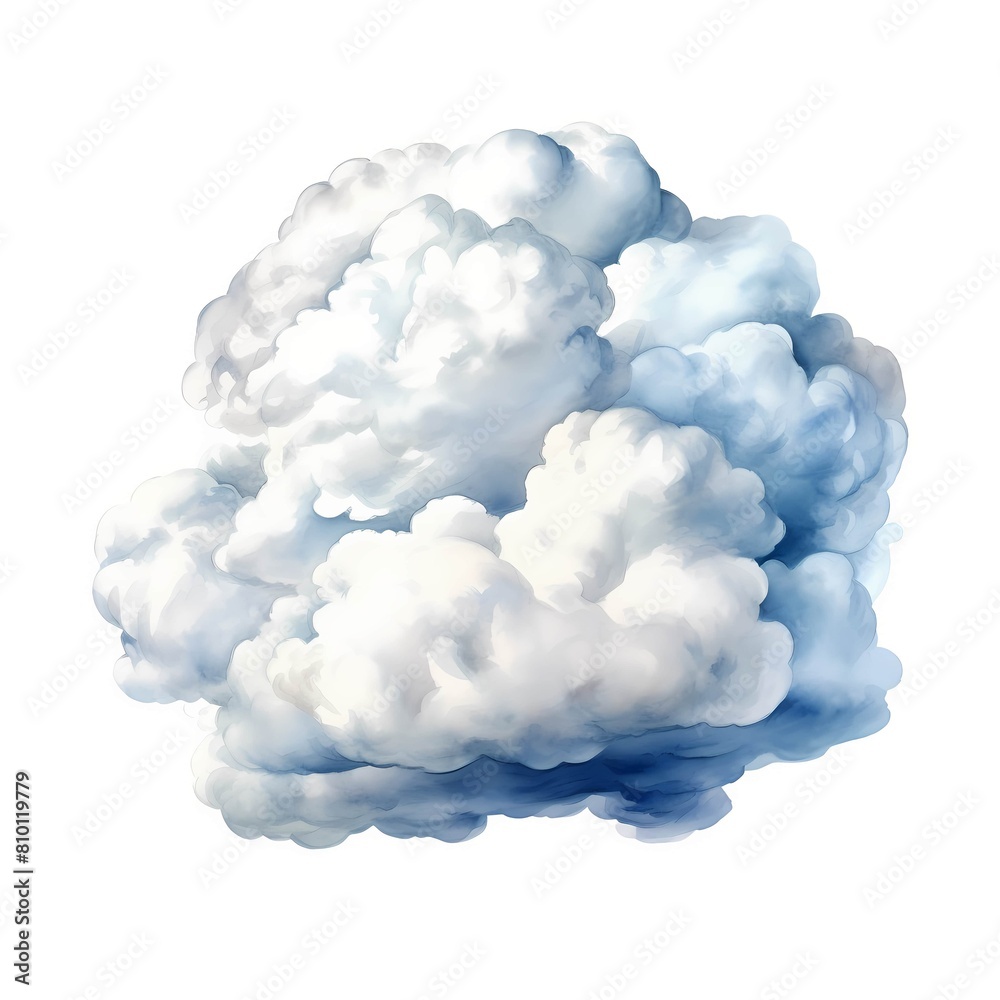 Fluffy cloud. Blue cloud. Cute cloudy sky clipart. Watercolor illustration. Generative AI. Detailed illustration. Fluffy cloud. Blue cloud. Cute cloudy sky clipart. Watercolor illustration. Generative AI. Detailed illustration.
