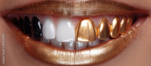 Striking Gold and Black Teeth Display of Confidence and Sophistication in 3D Rendering photo