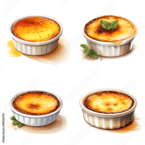 Classic crème brûlée dessert with a caramelized sugar crust and creamy custard base, served in a ramekin A rich and elegant French treat, perfect for gourmet dining, bakery menus, and food photography
