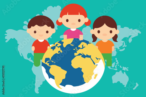 World Population Day Illustration on 11th July To Raise Awareness Of Global Populations Problems in Flat Kids Cartoon Background