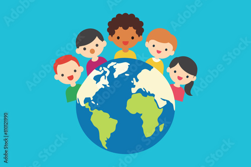 World Population Day Illustration on 11th July To Raise Awareness Of Global Populations Problems in Flat Kids Cartoon Background