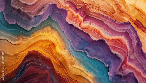 Richly colored natural pattern displaying the stratified layers of sandstone, representing geological time and natural beauty photo