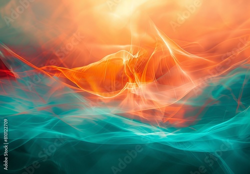 Abstract energy flow with vibrant warm and cool colors creating a dynamic and fiery aesthetic
