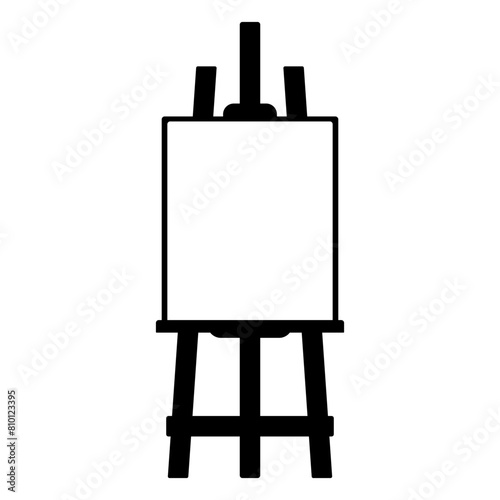 Wood easel or painting art board with canvas icon symbol. Vector illustration