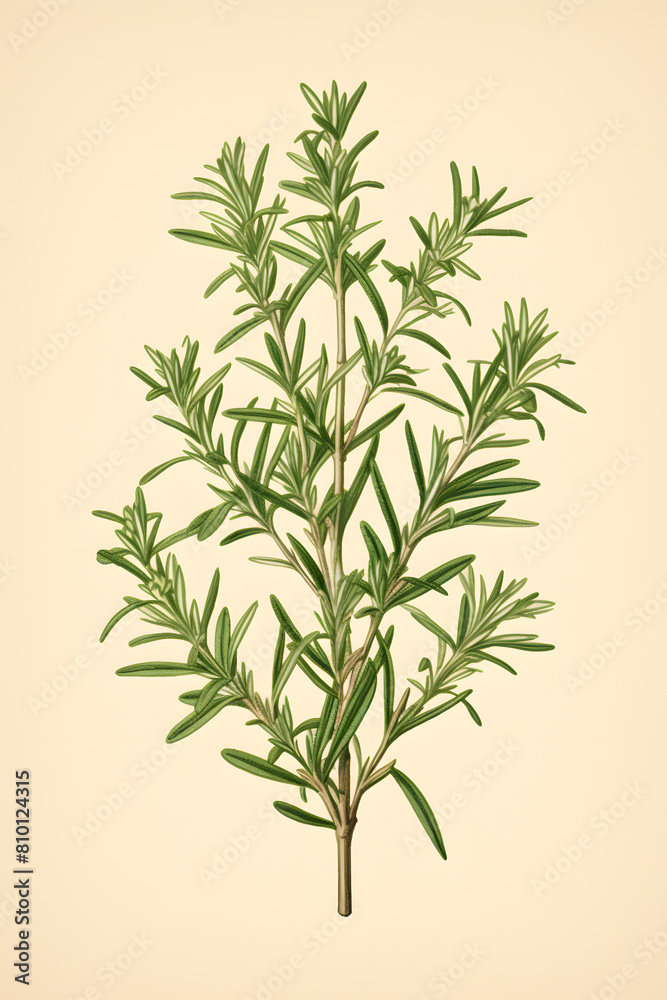 Fototapeta premium Vintage illustration of Rosemary plant, rosemary, tasty rosemary, herbs, rosemary herb
