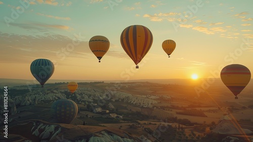 Bright Hot Air Balloons in the Sky