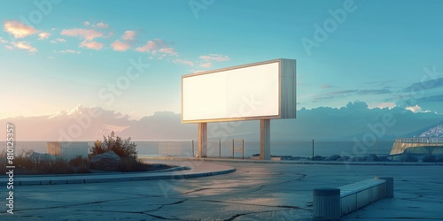 Empty billboard on the road at sunset. mock up