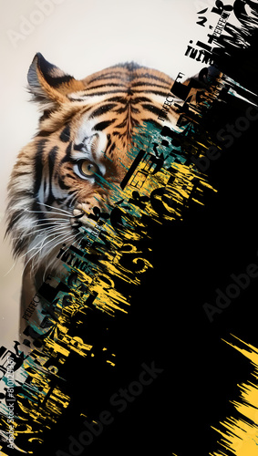 Geometric brush writing leopard color design pattern background abstract texture art print design
