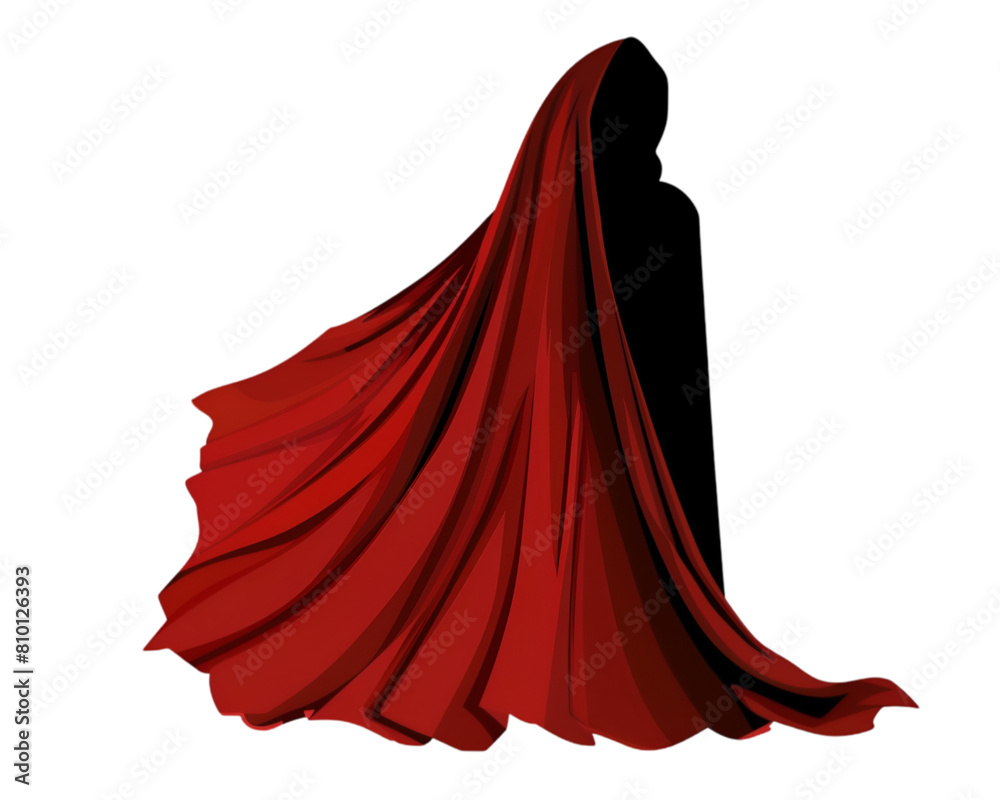 Silhouette of red dupatta on transparent background