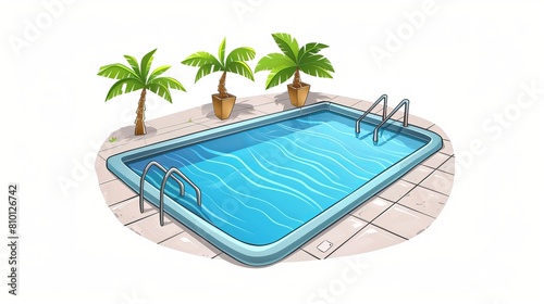 Illustration of a swimming pool set against a white backdrop. © Khalida