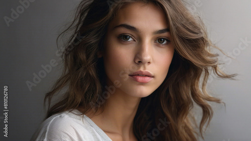AI generated beautiful young woman portrait  mixed race ethnicity  perfect appearance