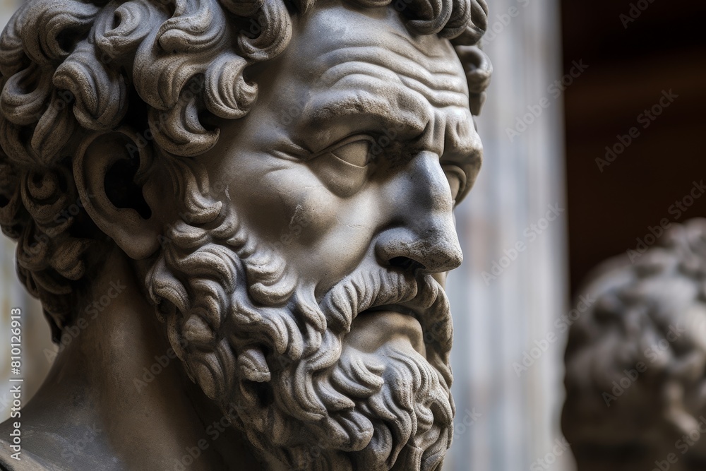 Detailed sculpture of an ancient greek philosopher