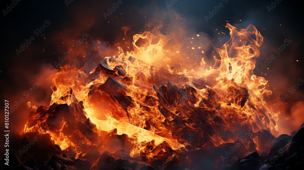 Intense fiery mountain landscape Intense fiery mountain landscape
