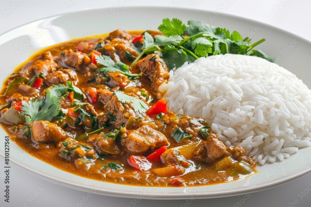 Fluffy White Rice Served with African Ground Nut Stew Fluffy White Rice Served with African Ground Nut Stew