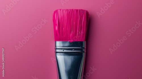 Ultra-clear image of a magenta paintbrush, centered with space for text, ideal for arts and crafts themes