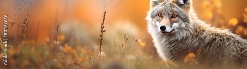 Majestic wolf in autumn forest