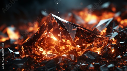 Glowing orange crystal abstract background