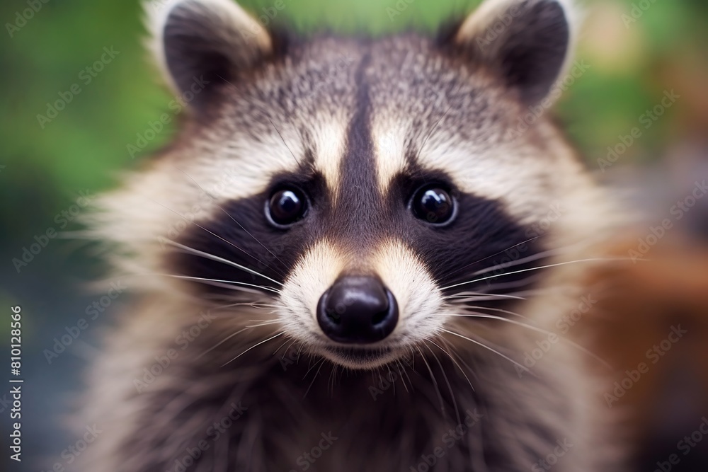close-up portrait of a curious raccoon