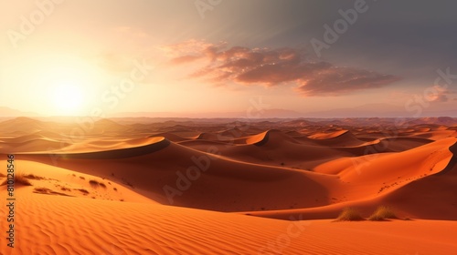 Breathtaking sunset over the sahara desert