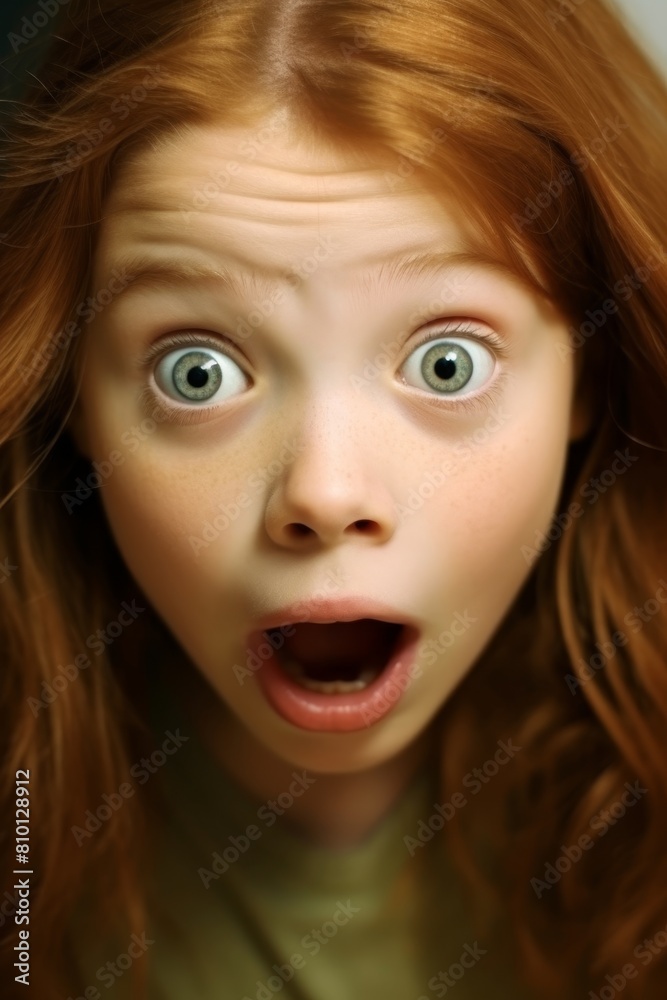 Surprised young girl with wide eyes and open mouth Surprised young girl with wide eyes and open mouth