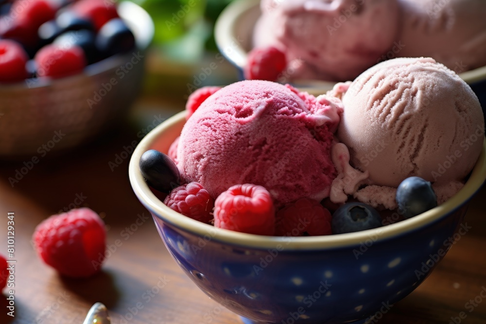 Delicious homemade ice cream with fresh berries Delicious homemade ice cream with fresh berries