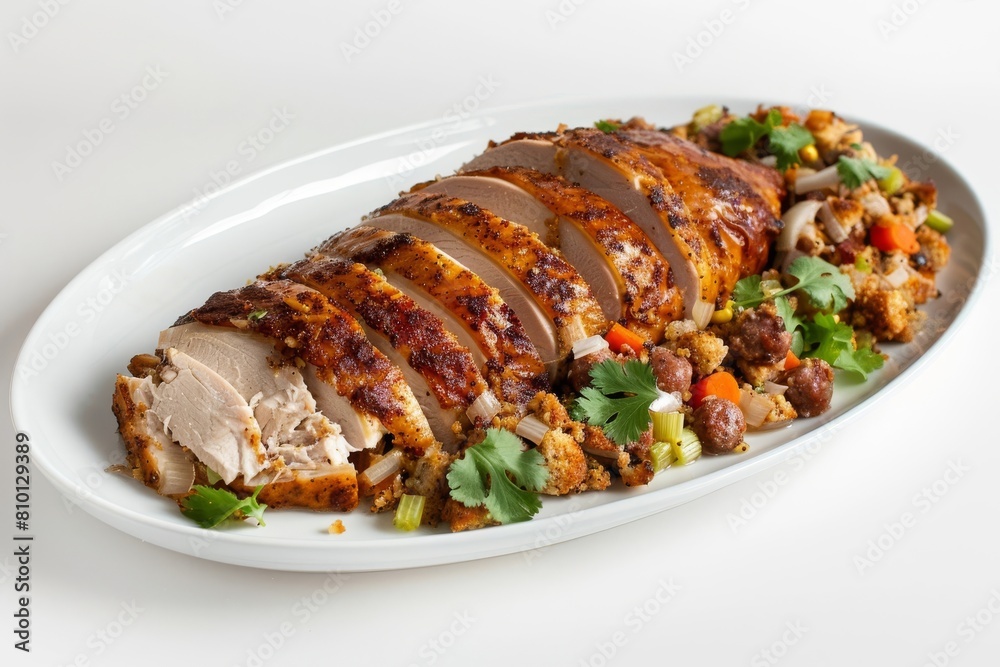 Juicy Adobo Rubbed Turkey Breast with Chorizo Cornbread Stuffing